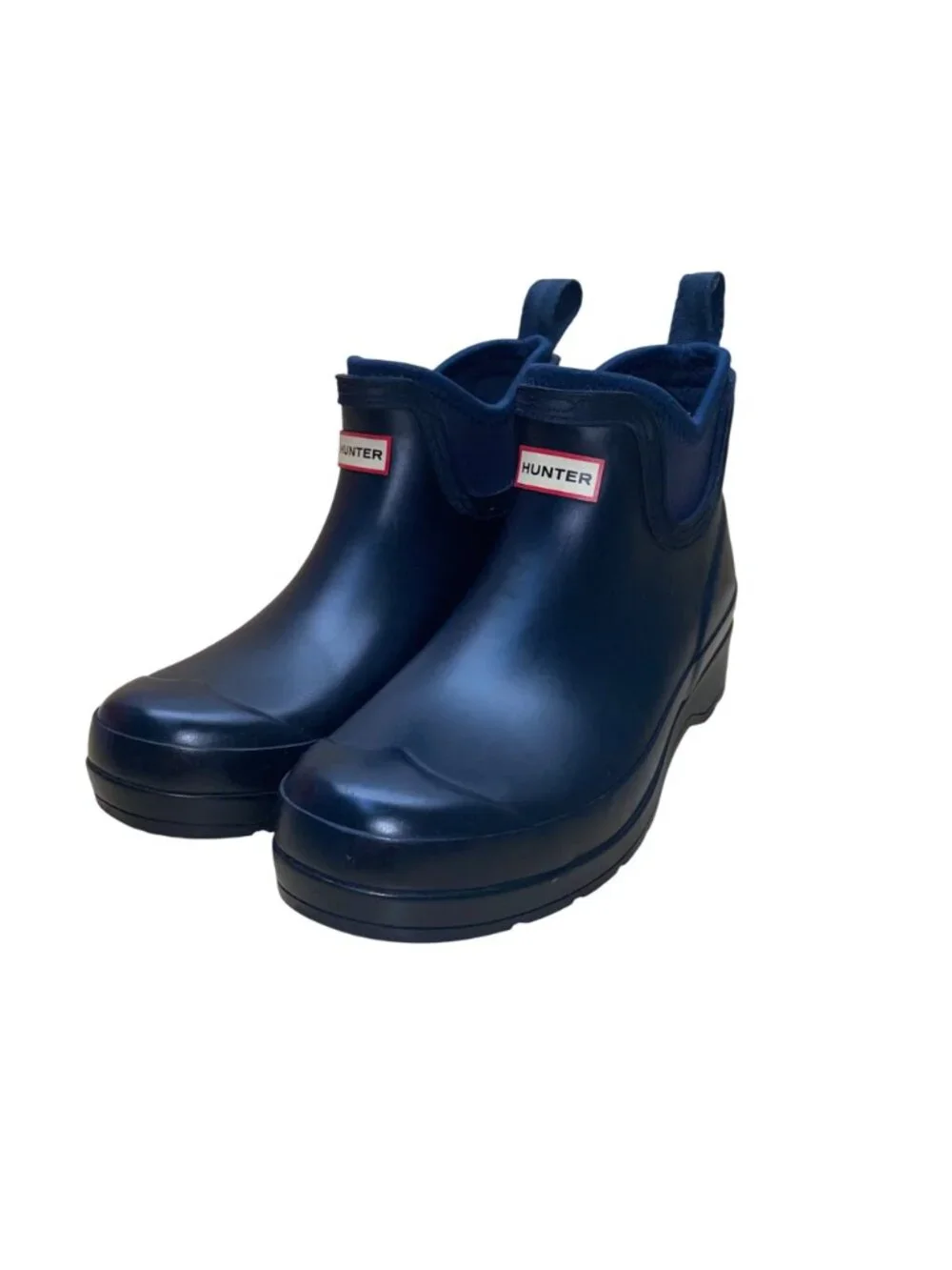 Hunter Women’s Navy Rubber Waterproof Ankle Rain Boots Size 7US